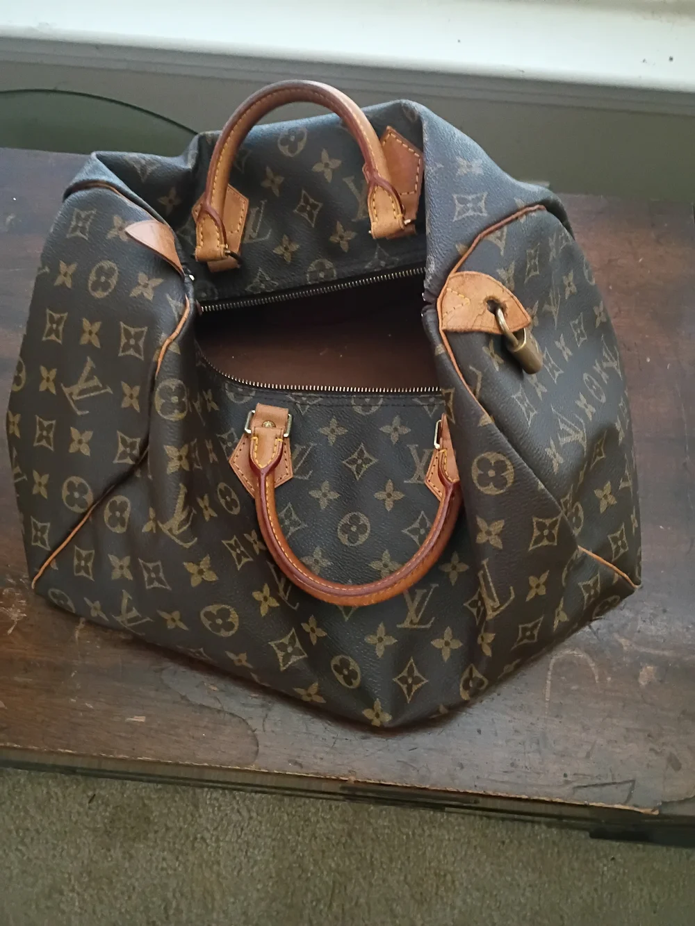Louis Vuitton Monogram Duffel Bag with Tan Handles